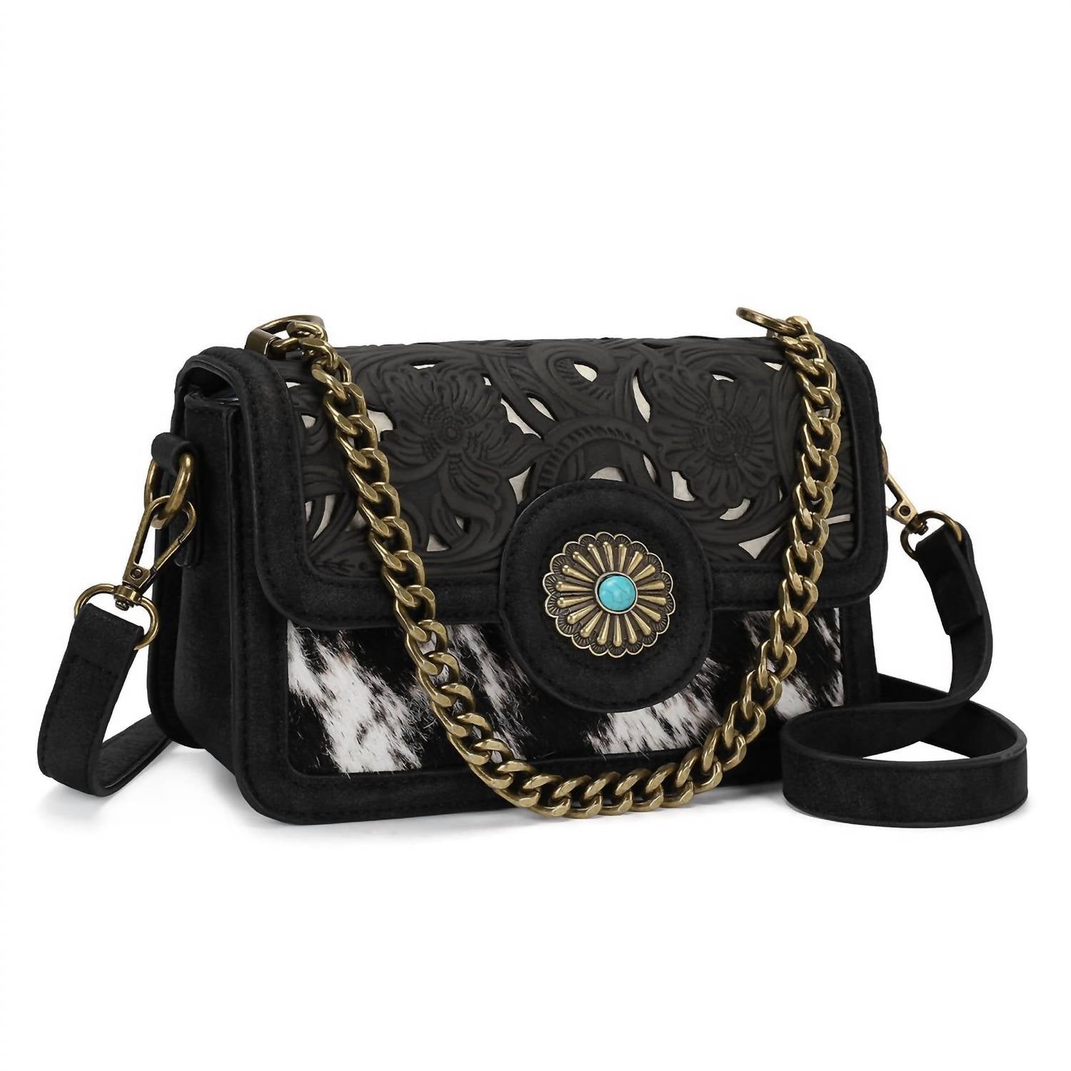 Trinity Ranch - Cowhide Floral Cutout Crossbody Bag