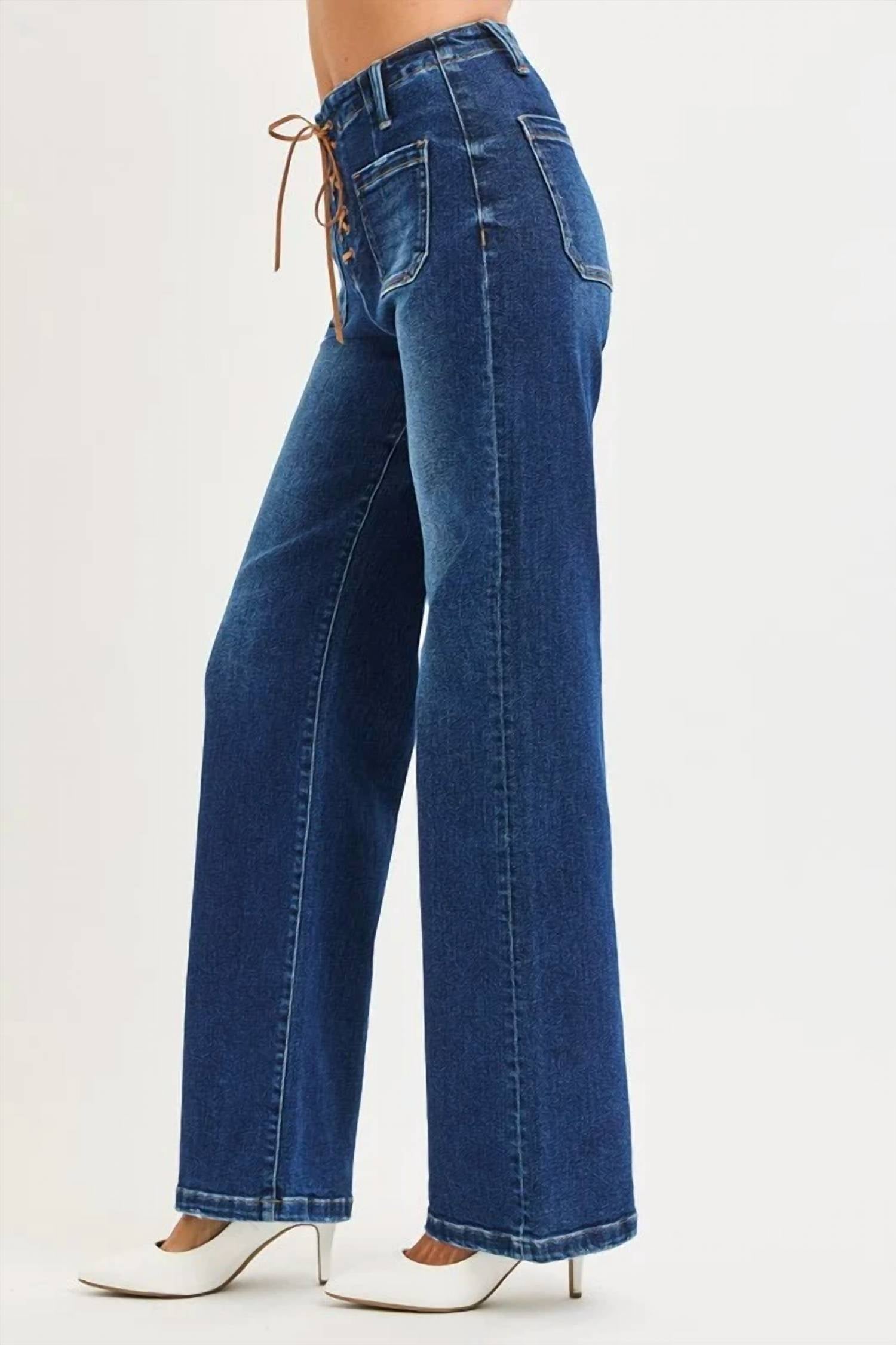 Risen - Finny Front Tie Wide Leg Jeans