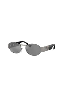 Versace - ICONIC Oval Metal Gunmetal Sunglasses with Silver Mirror Lens