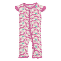 Kickee - Girls' Bamboo Print Ruffle Tank Romper