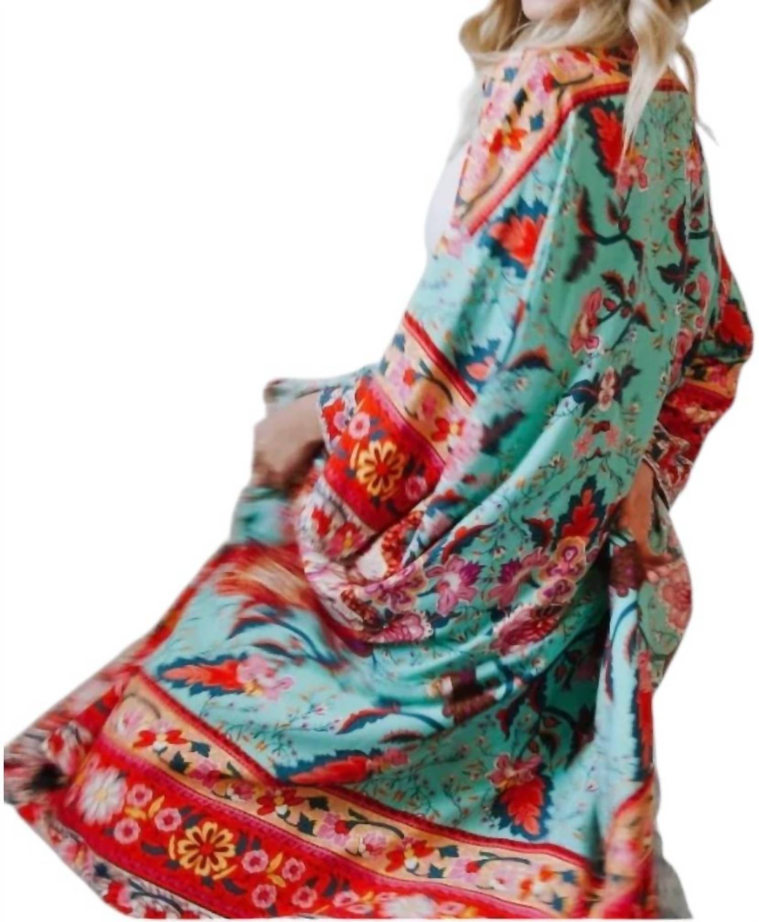 Pretty Simple - Tie Front Boho Chic Floral Kimono