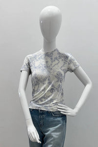 L'Agence - Women's Ressi Crewneck Lace Print Tee