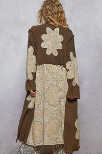 Pol - Gauze Floral Appliques Studded Long Jacket