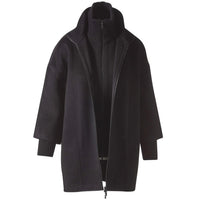 Kinross Women's Knit Insert Zip Mock Coat in black - women's jacket