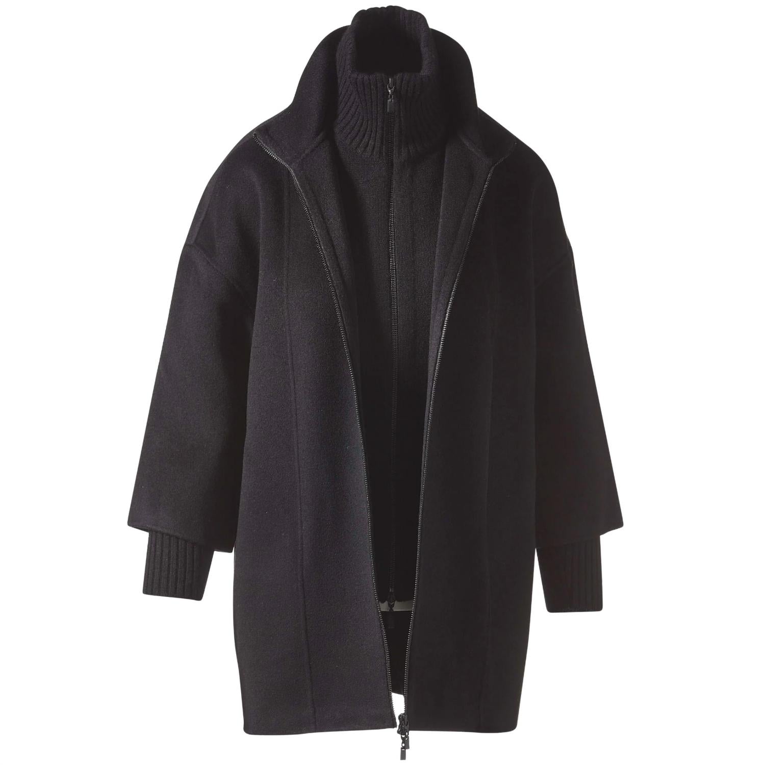Kinross Women's Knit Insert Zip Mock Coat in black - women's jacket