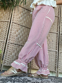 Mello - Stripe Frilly Jogger Pants