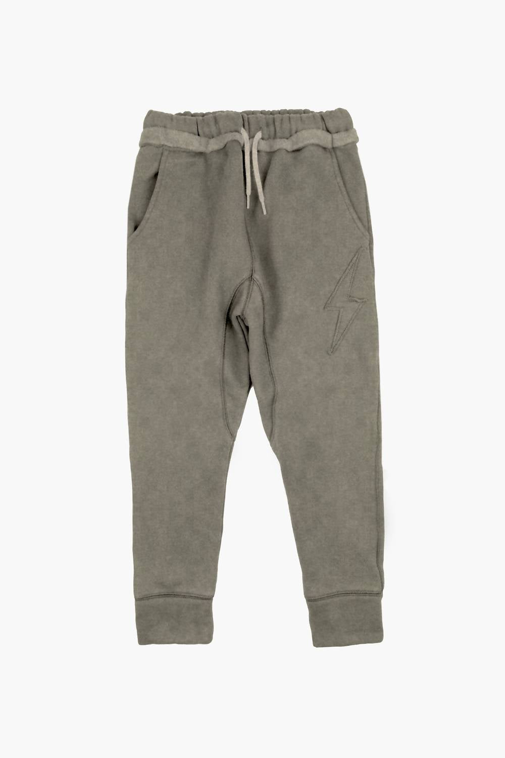 Appaman Sidewalk Lightening Bolt Sweatpants in warm grey - kids' joggers - alternate view