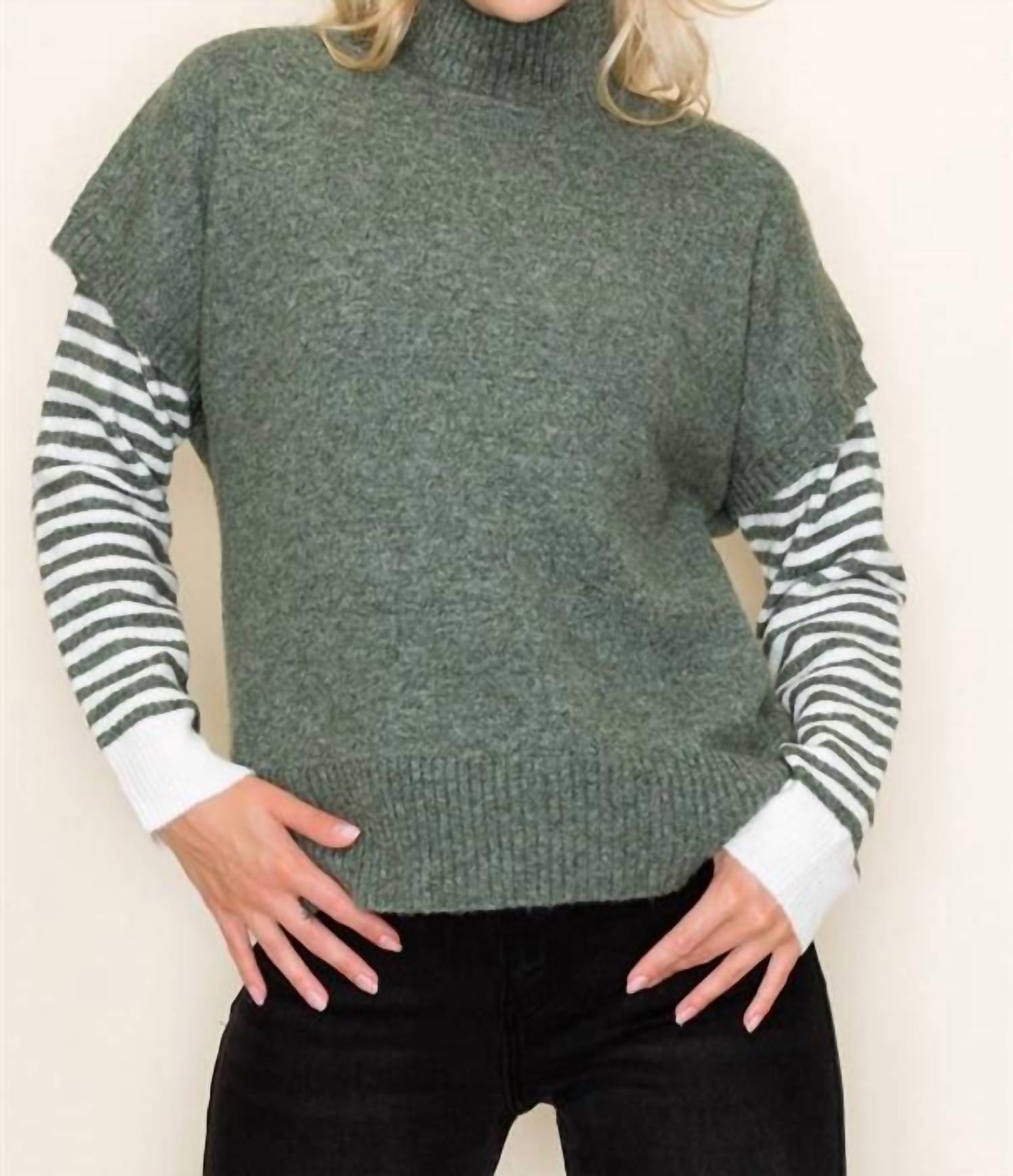 Staccato - Shaw Sage Mock Neck Top