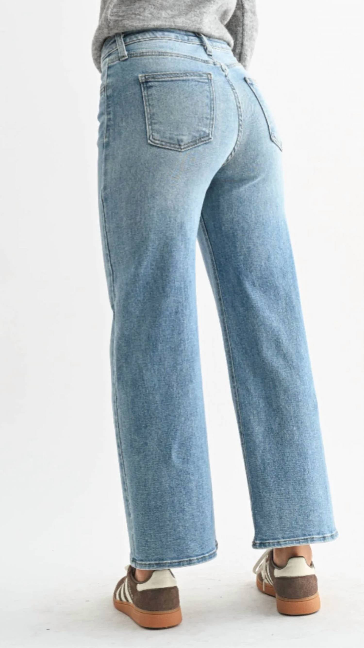 Just Black Denim - High Rise Slim Crop Wide Leg Jeans