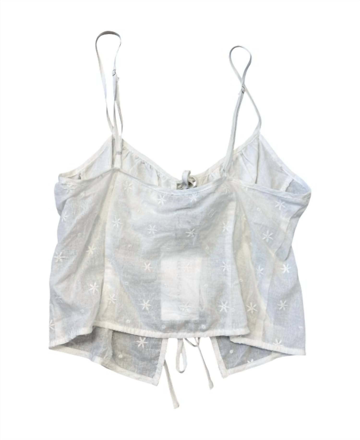 Cotton Candy La - Women's Embroidered Tie Front Tank