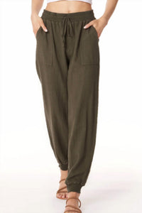 bobi Women's Drawstring Jogger in troops - women's pants