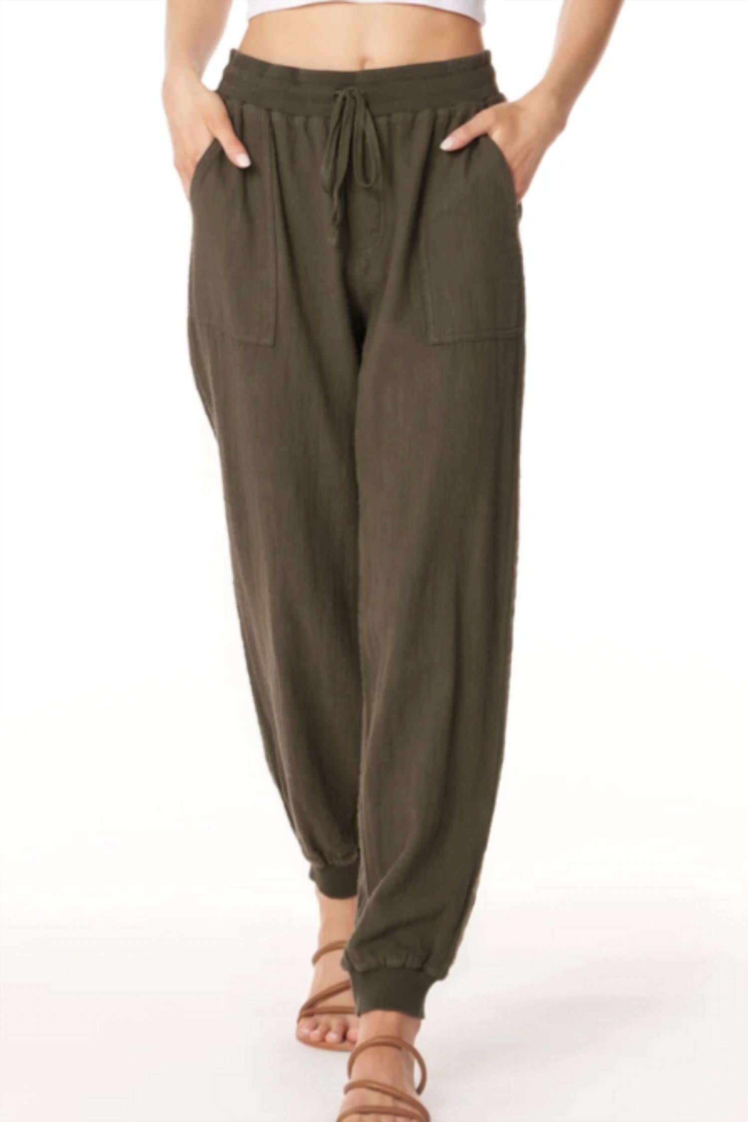 bobi Women's Drawstring Jogger in troops - women's pants