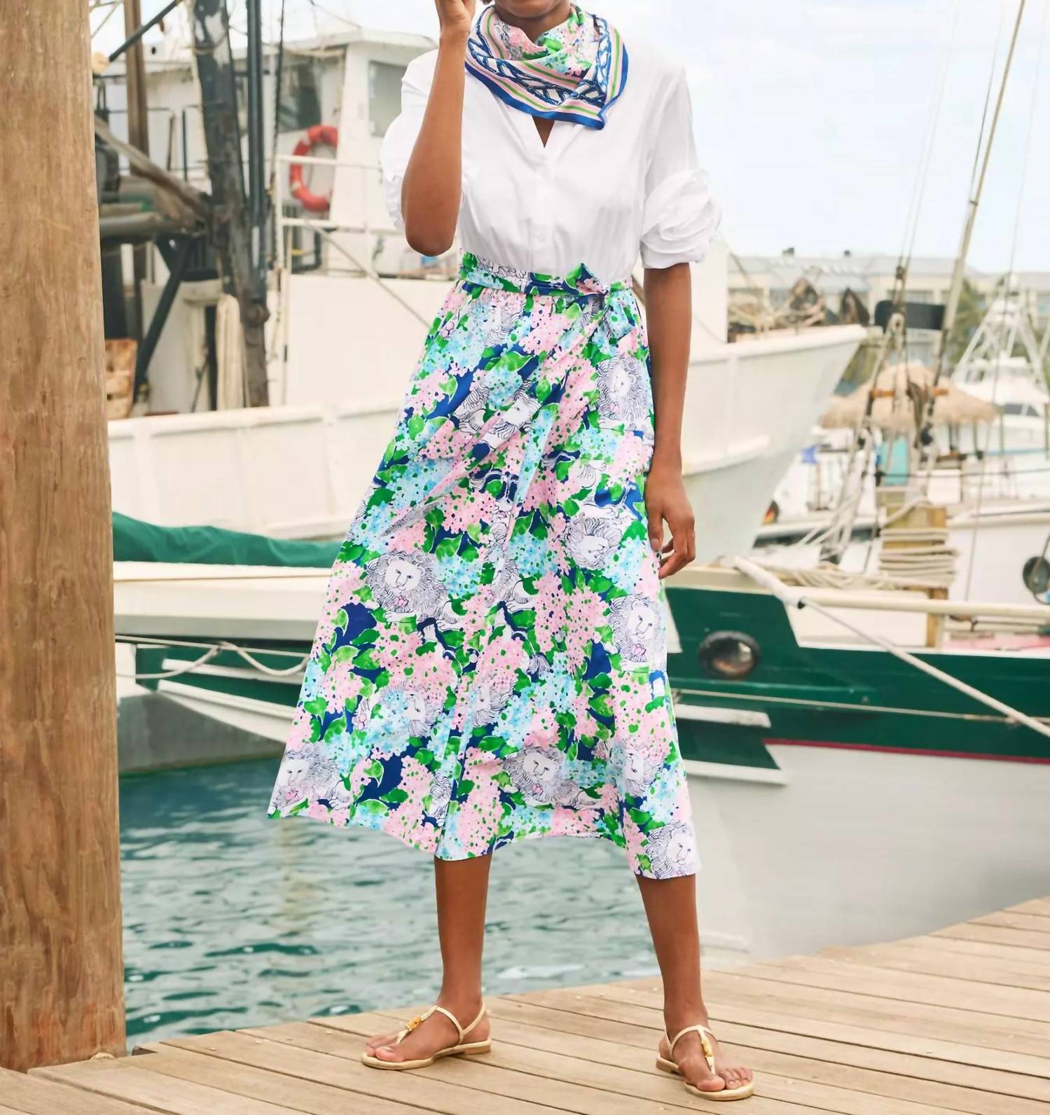Lilly Pulitzer Sonaire Midi Shirtdress in starlight navy lydia the lion 1 - women's dress - view 5