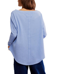 Free People Latte Thermal Tee in blue - women's long sleeve top - alternate view