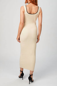 COTTON KEY HOLE KNIT DRESS