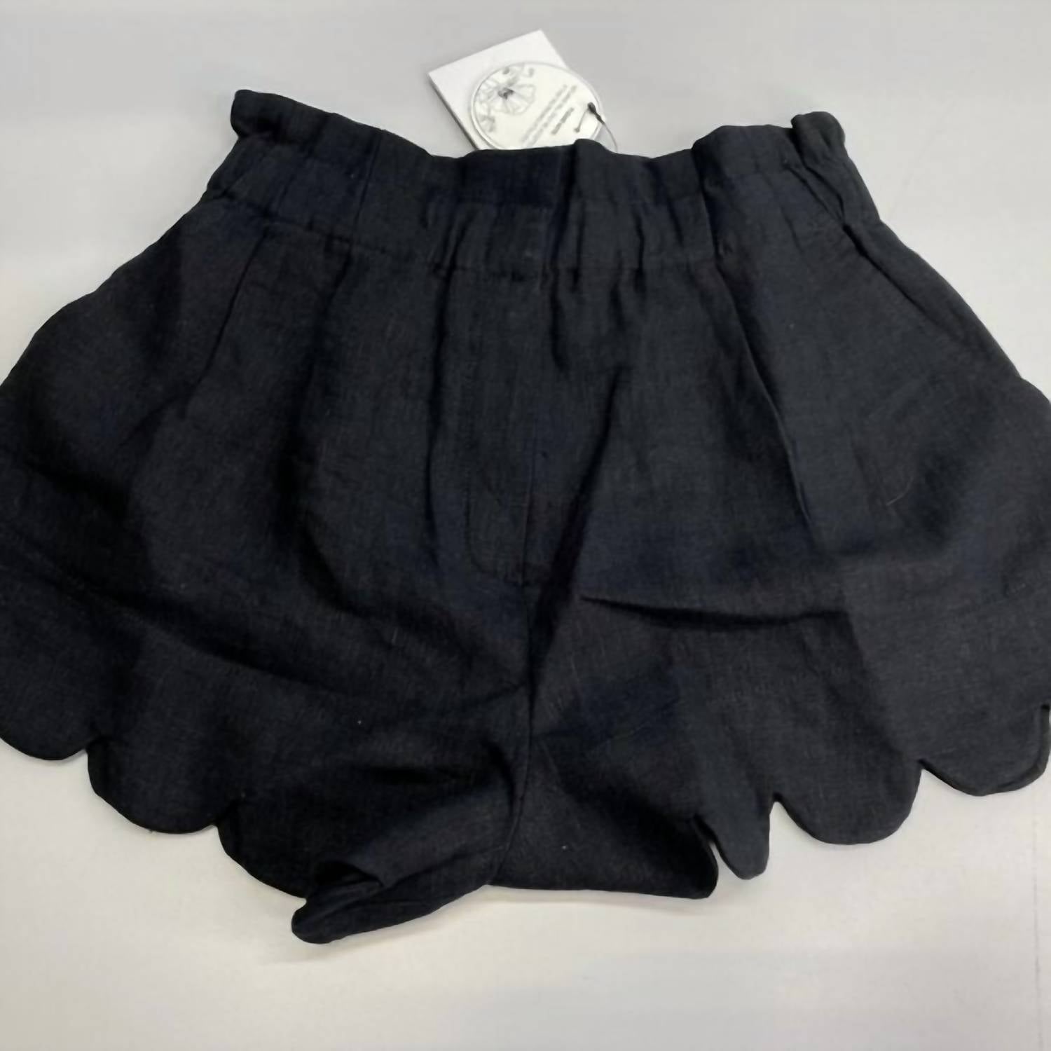 SCARLETT POPPIES Women’s Amaria Scalloped Edges Mini Shorts in onyx black - women's shorts