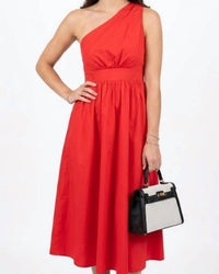 Meet Me In Santorini - Poplin One Shoulder Dress