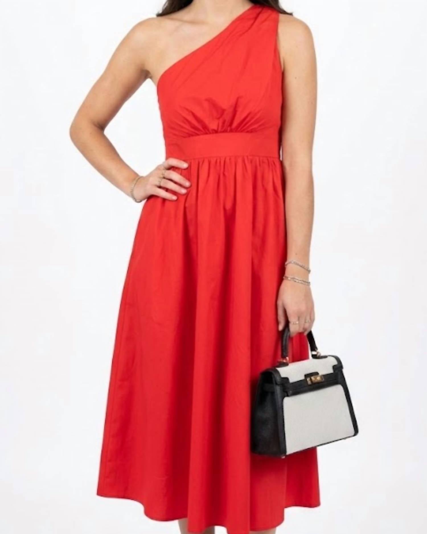 Meet Me In Santorini - Poplin One Shoulder Dress