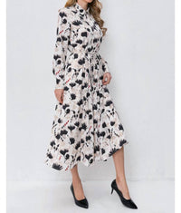 Miss Finch Nyc - Modest Floral Midi Dress with Light Front Tie