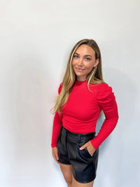 Olivaceous - Puff Sleeve Fitted Top