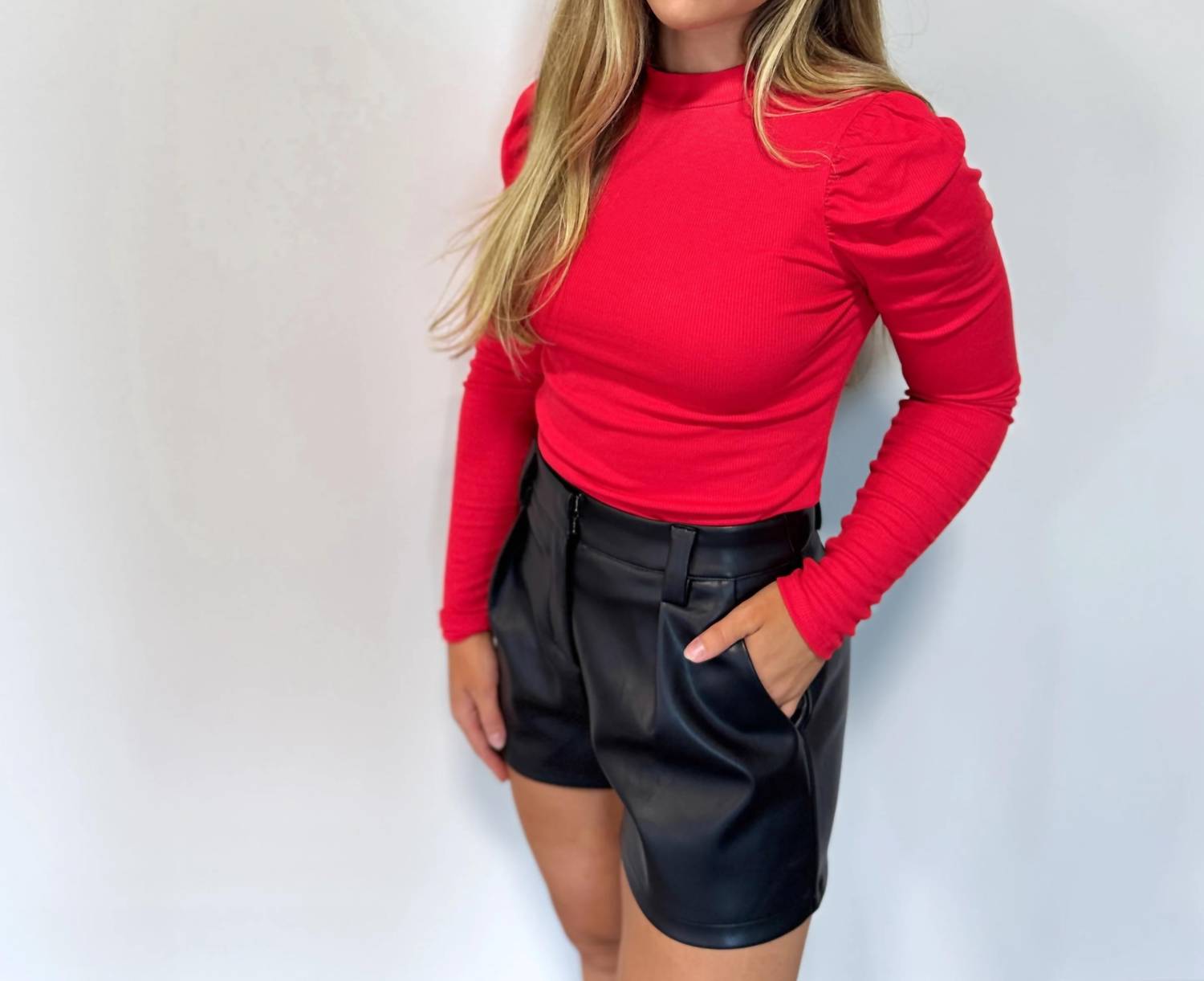 Olivaceous - Puff Sleeve Fitted Top
