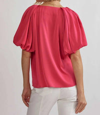 Entro - Women's Bubble Sleeve Satin Top