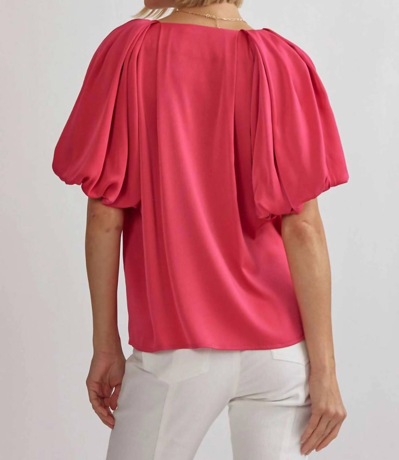 Entro - Women's Bubble Sleeve Satin Top