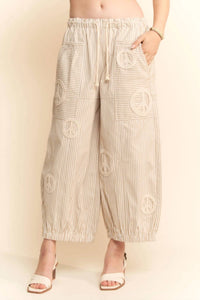 Davi & Dani - Peace Sign Pinstripe Palazzo Pants