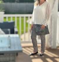 Amelia K. Luxe - Smocked Wrist Novelty Blouse