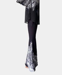 HEMANT & NANDITA Viri High Neck With Cami Top in black white - women's blouse - detail view