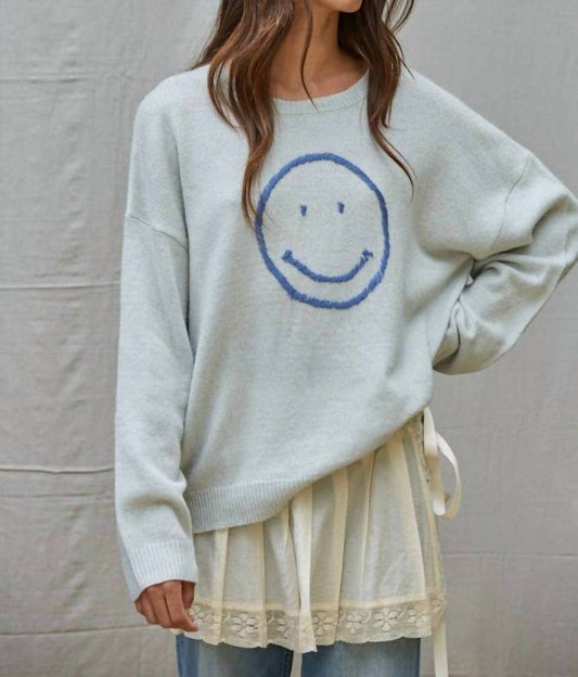 By Together - Knit Smiley Face Crew Sweater