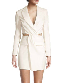 Lavish Alice - Cut-out Detail Blazer Dress With Pearl Trim