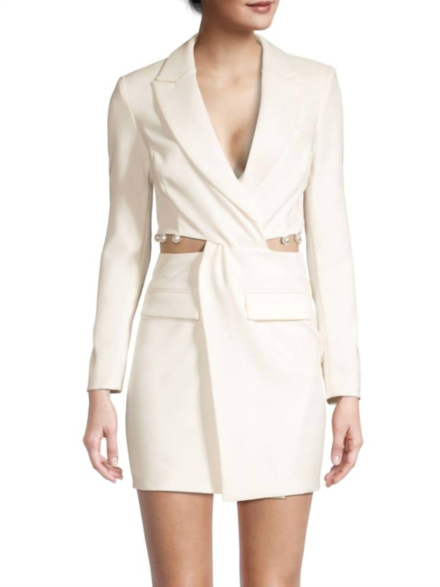 Lavish Alice - Cut-out Detail Blazer Dress With Pearl Trim