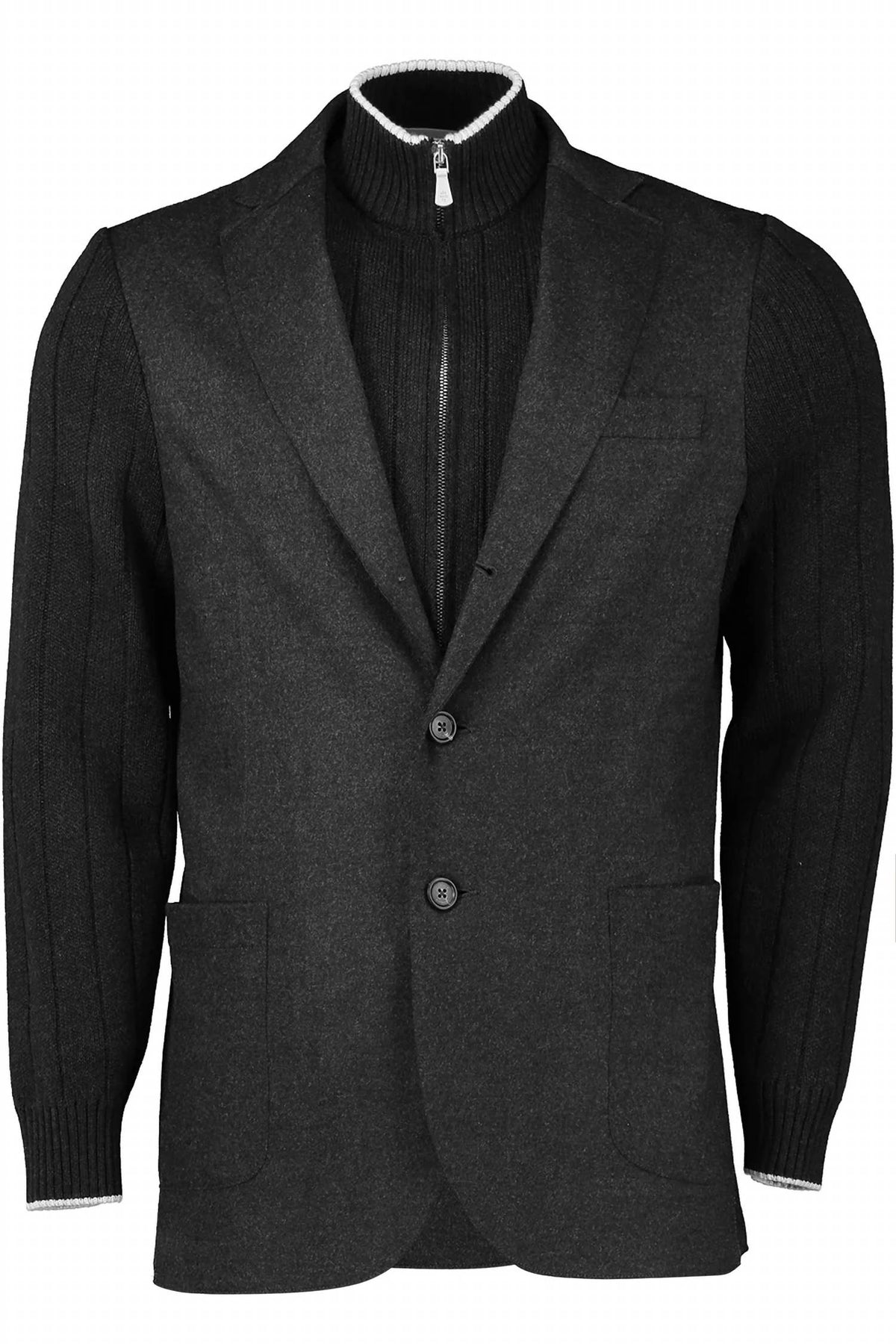 Eleventy - Men's Wool Knit Sleeve Inner Zip Blazer