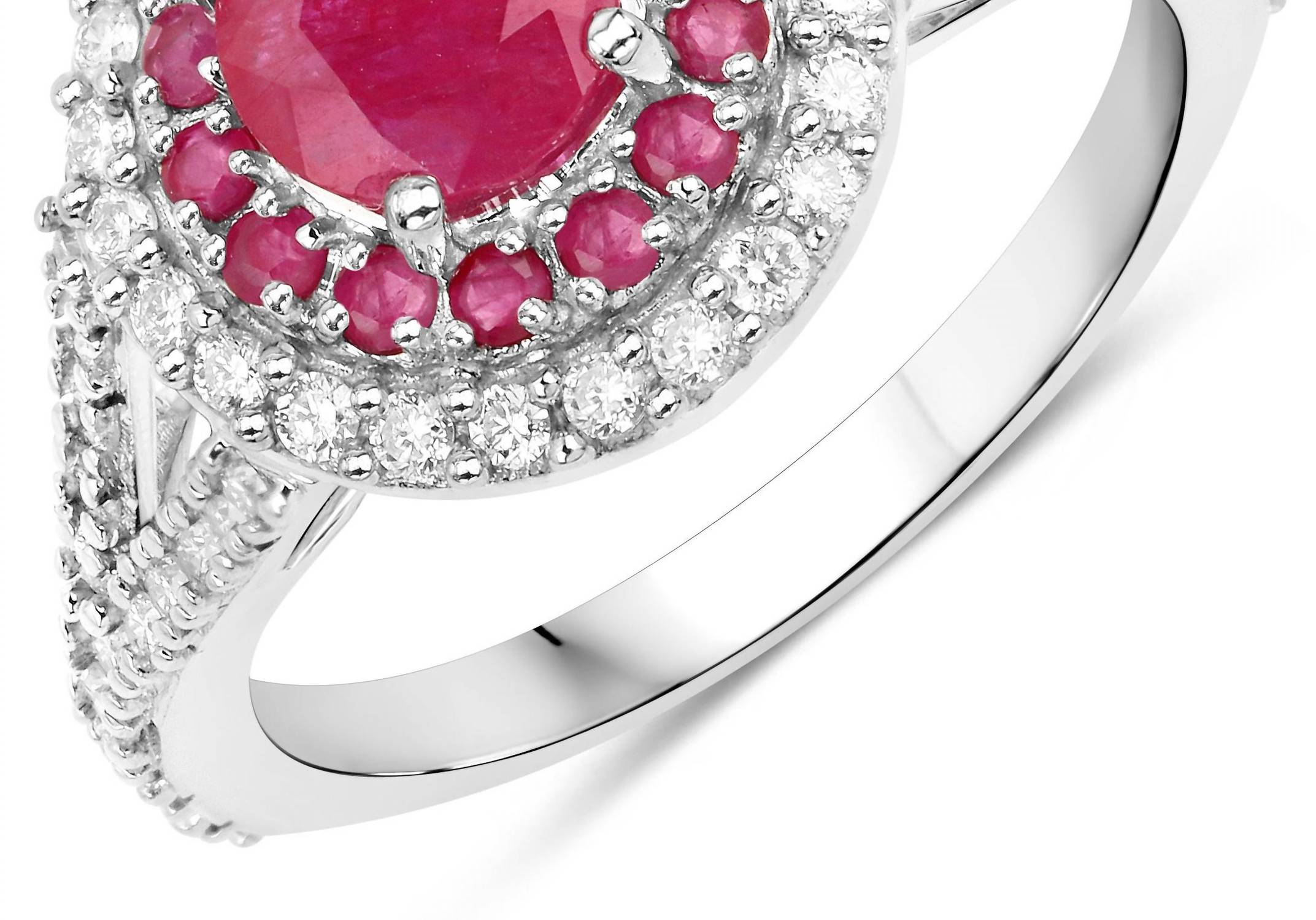 Diana M Jewels Women's Round Natural Johnson Ruby Fashion Ring (1.93 Ct) - Classic in white two tone 14k gold - women's jewelry