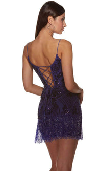 Alyce Paris - Fringes Sequin Cocktail Dress