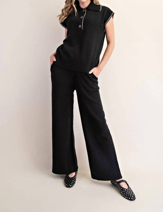 Glam - Polo Collar Knit Sleeveless Sweater Top Camille