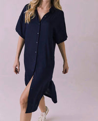 Chaser Seaside Button Up Dress in navy - women's dress - alternate view