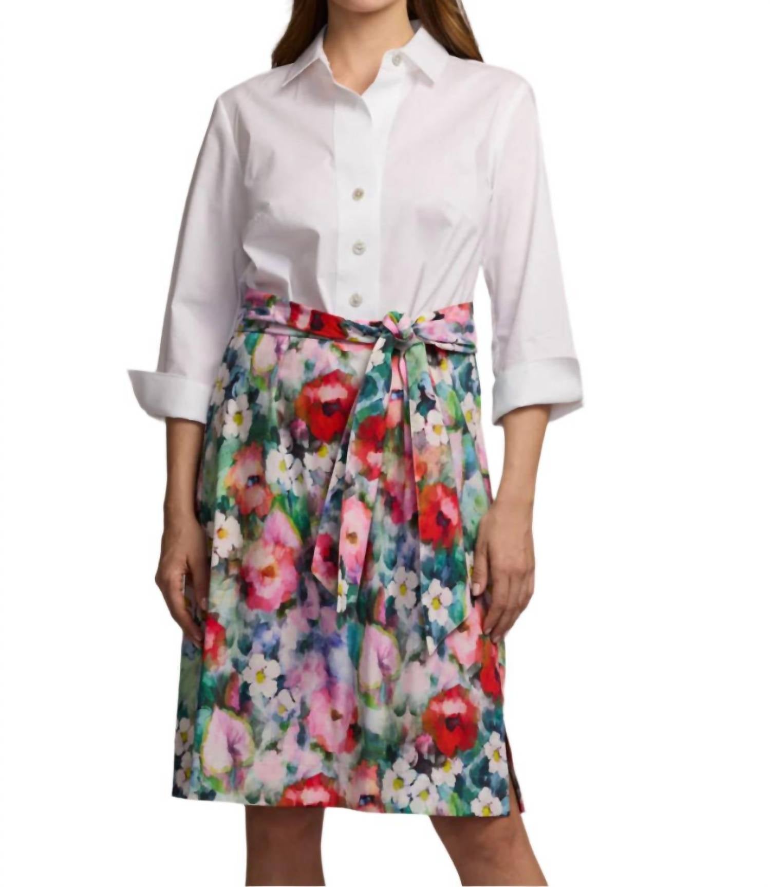 Hinson Wu Charlotte Quarter Sleeve Dress in watercolor garden - women's dress
