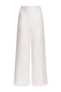 Andres Otalora - Women's Sueño Botanico Embroidered Linen Wide Leg Pants