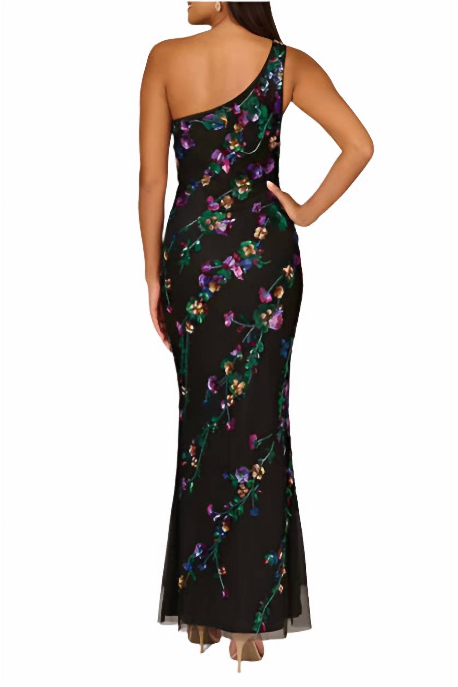Aidan Mattox - Beaded Mesh One Shoulder Mermaid Gown