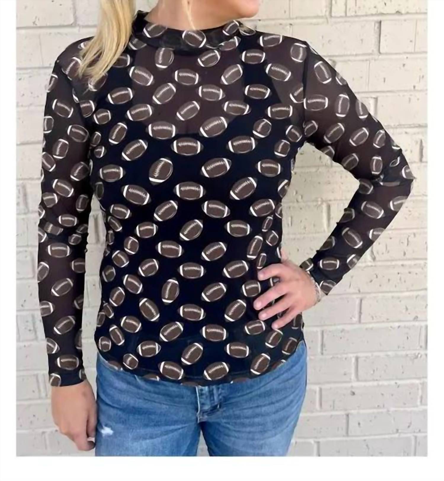 Aapparella - Mesh Football Print Top