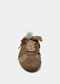 Shu Shop - Women's Bow Lace Retro Ballet Sneakers