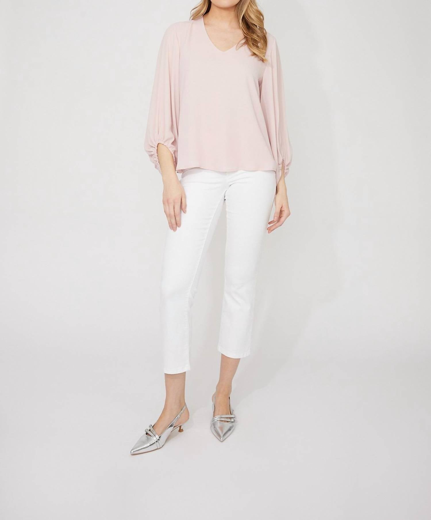 Frank Lyman - V-neck Puff Sleeve Pullover Top
