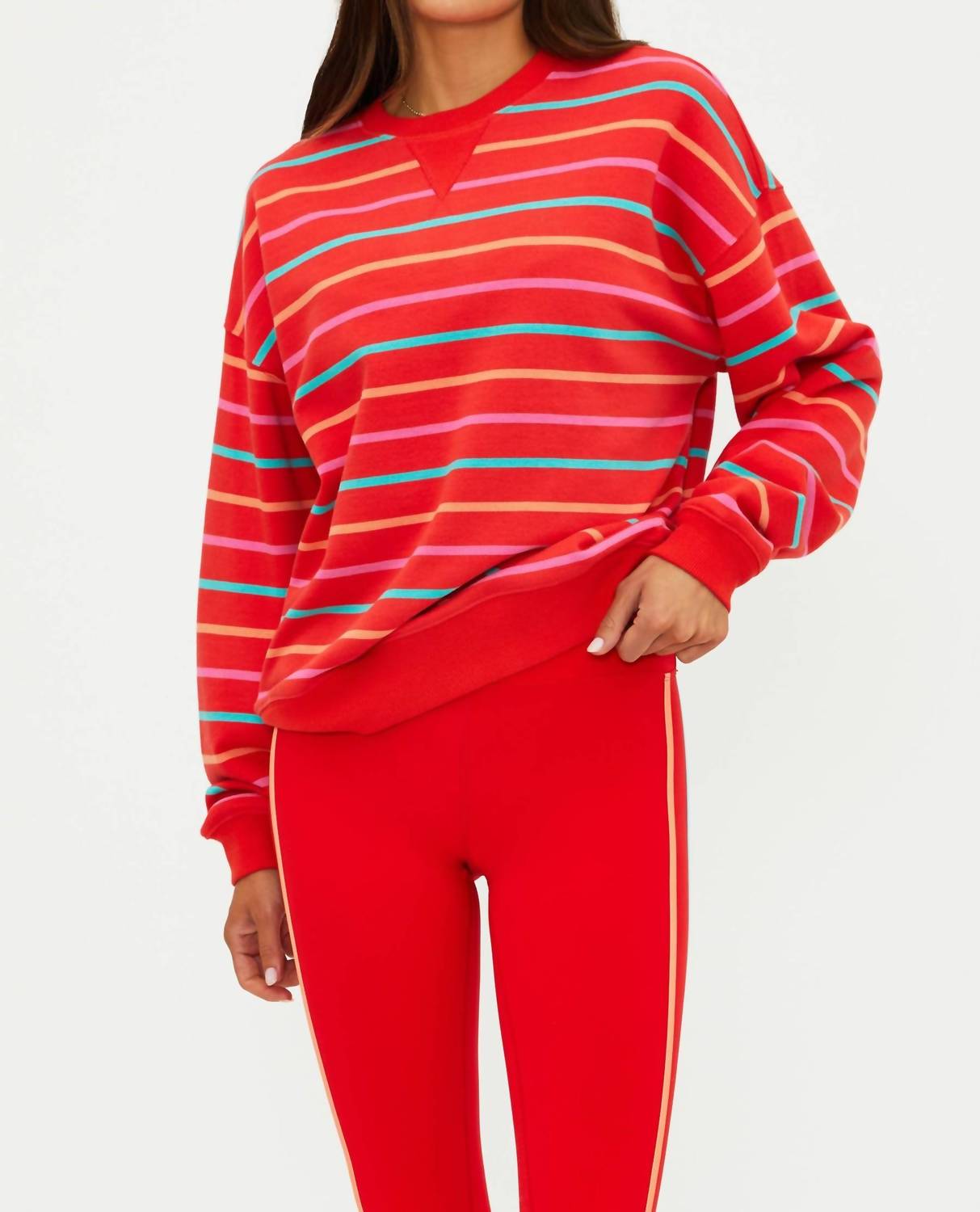Beach Riot Devyn Oversized Sweatshirt in strawberry sunset stripe - women's top - detail view