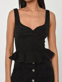 LOVE THE LABEL Romeo Sleeveless Top in midnight denim - women's shirt