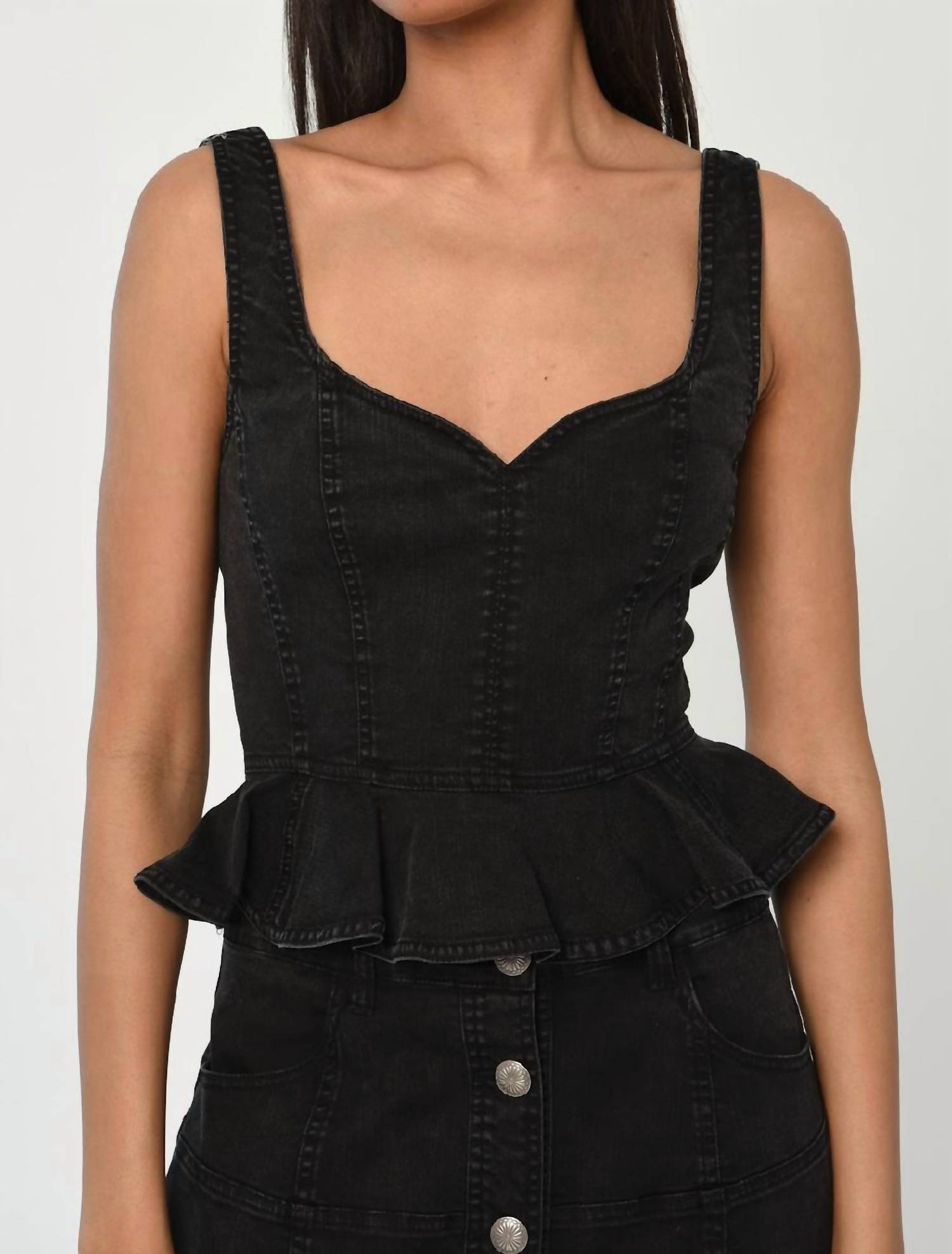 LOVE THE LABEL Romeo Sleeveless Top in midnight denim - women's shirt