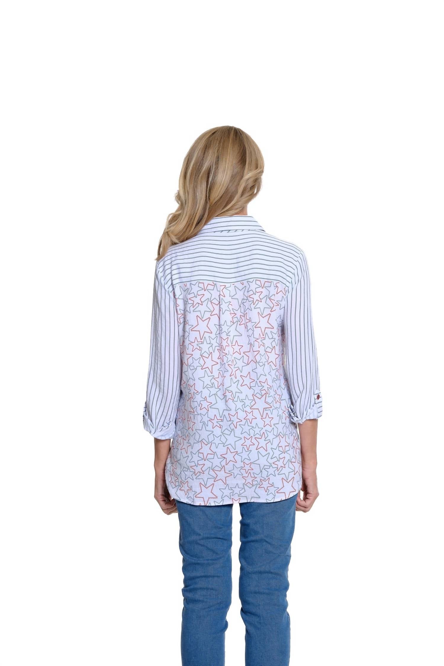 Multiples - M25508bm Printed Crinkle Woven Shirt