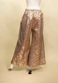 Samuel Dong - Women's Foil Finished Denim Palazzo Pants
