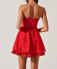 Astr - Deasia Strapless Eyelet Mini Dress